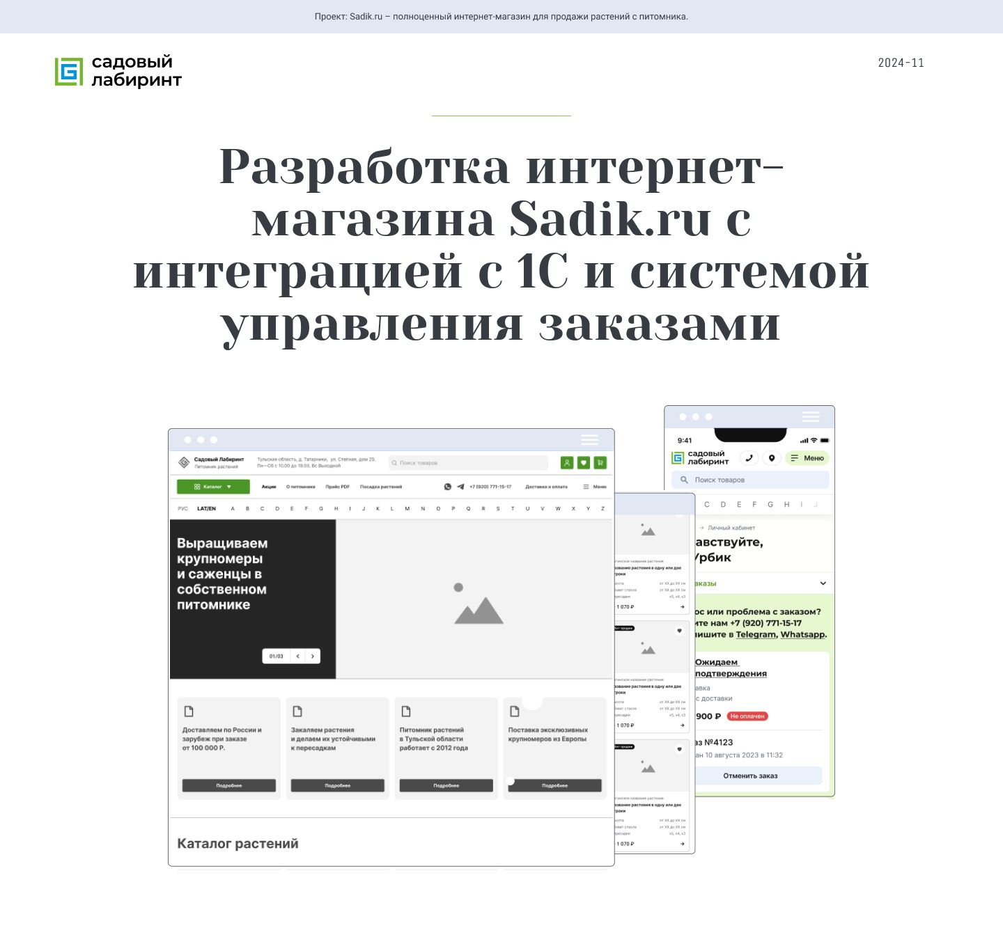 Sadik.ru online store development — 1